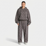 Homewear Damen Leoparden-Set mit weiter Hose und Kapuzenhoodie