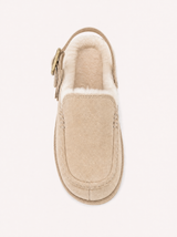 Beige gefütterte Clogs Damen mit Warmfutter, Ansicht von oben
