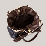 Weiße Polkadot Schultertasche mit großer Schleife
