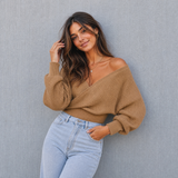 Femininer Strickpullover mit Off-Shoulder-Ausschnitt