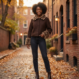 Cropped Weste in Braun mit Knopfleiste