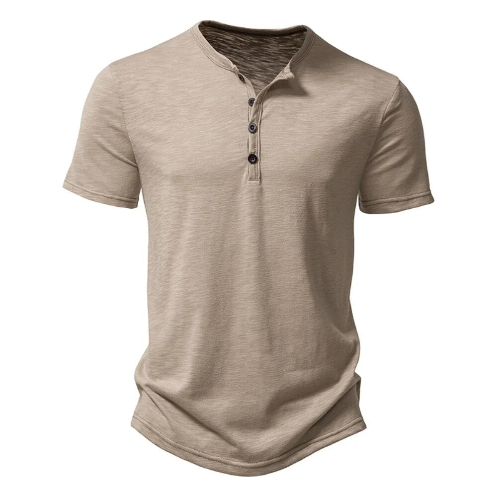 Khaki comfortabel T-shirt met ronde hals