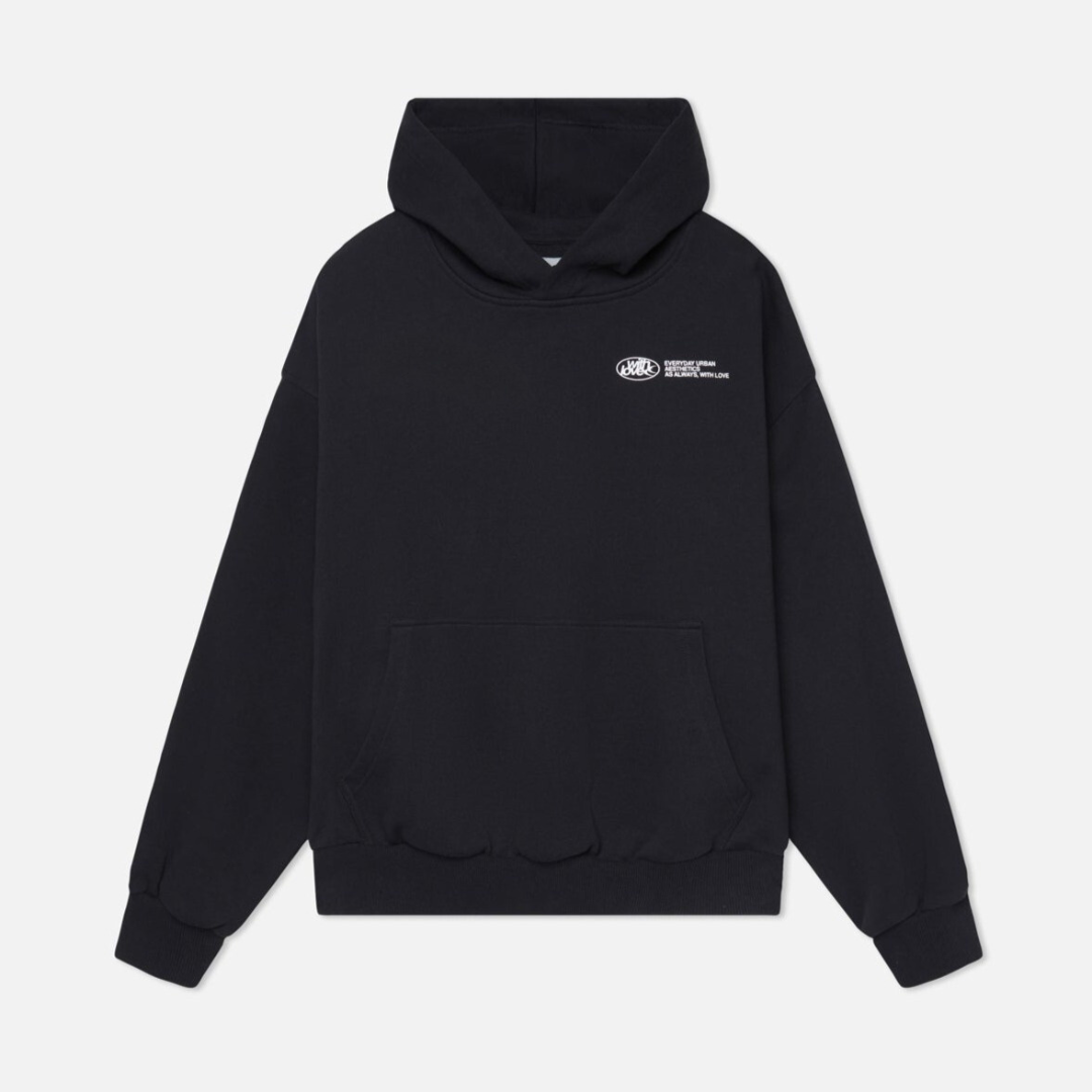 Schwarzer Oversized Hoodie Damen mit Kapuze Vorderansicht