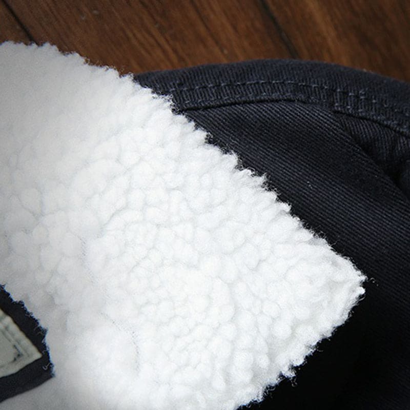 retro denim jas met sherpa kraag
