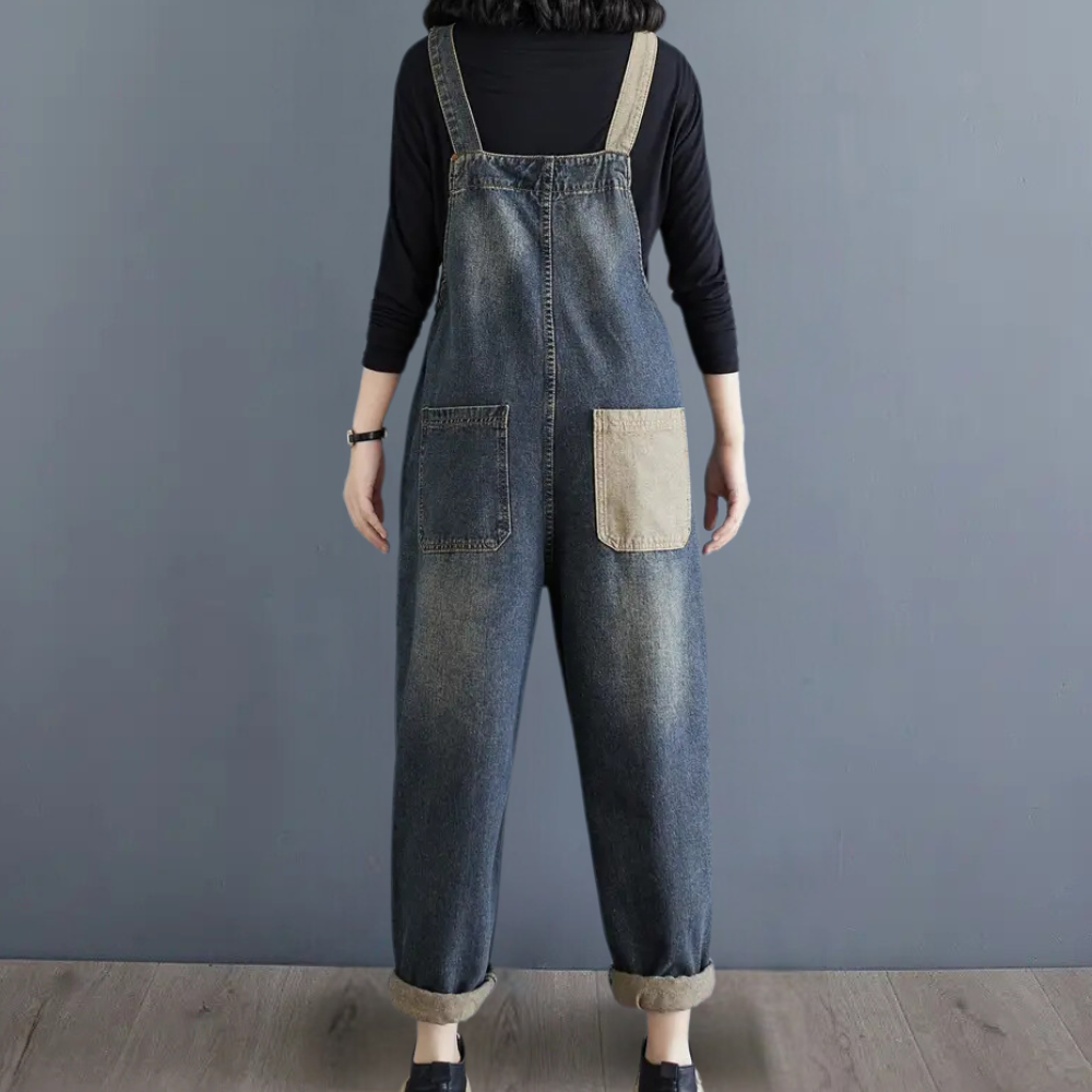 Melanie denim jumpsuit met flatterende pasvorm
