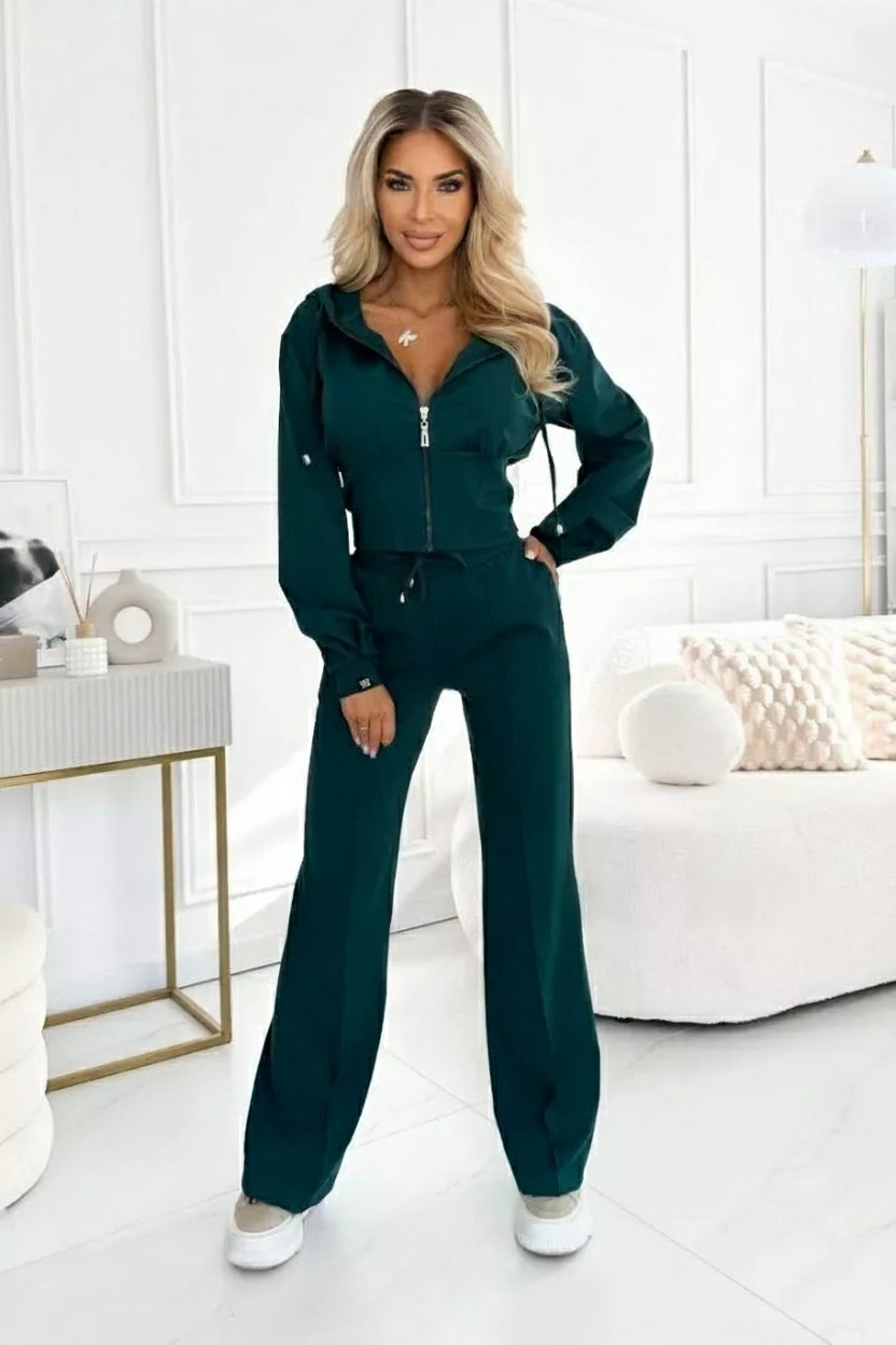 Varella | Elegantes Damen-Tracksuit mit Wide-Leg Hose & Cropped Hoodie