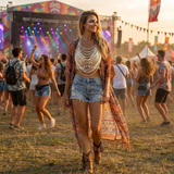 Modell mit Pearlisse Body-Chain – Detailaufnahme der Perlen vor Sommer-Outfit