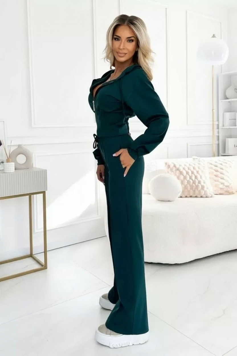 Varella | Elegantes Damen-Tracksuit mit Wide-Leg Hose & Cropped Hoodie