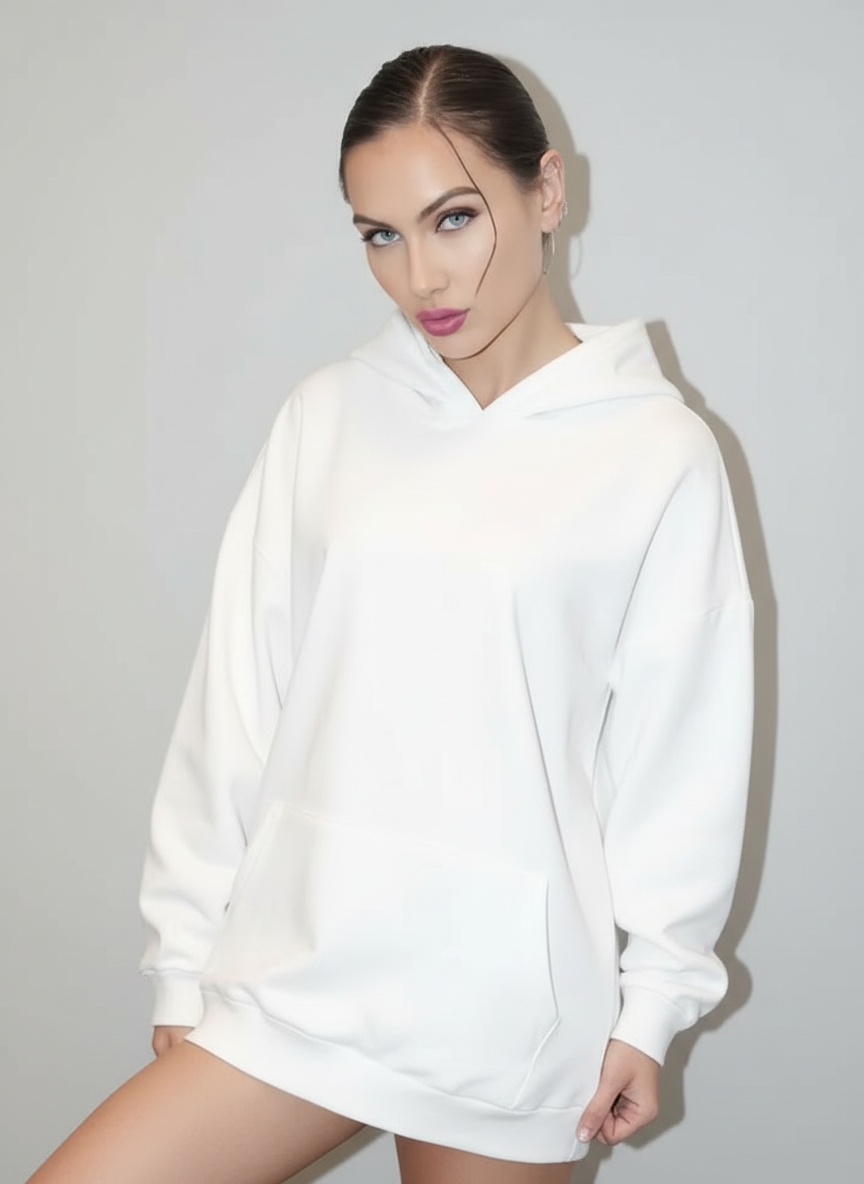 Zamira Glitter Mesh Hoodie | Oversize Hoodie mit offenem Rücken & glitzerndem Mesh-Panel