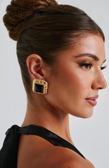 Monroe Ohrringe Damen quadratisch schwarz gold