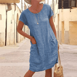elegante linnen jurk voor zomerse dagen
