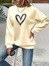Lovana Heart Sweater Damen beige modern basic
