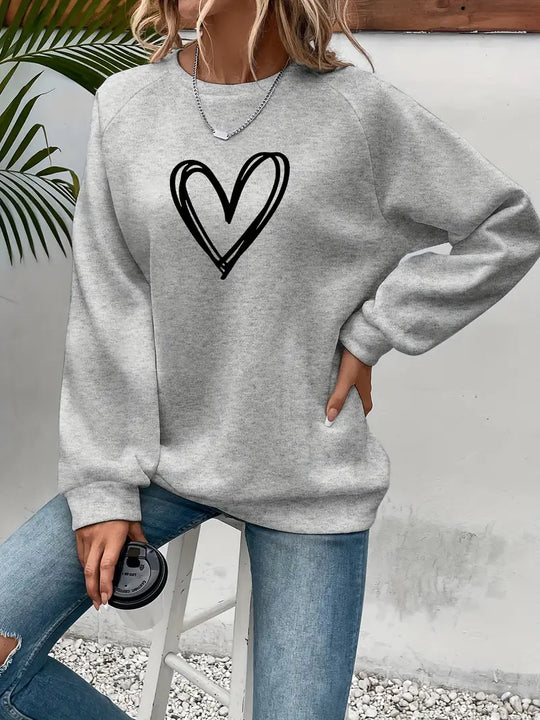 Lovana Heart Sweater Damen grau cozy fit
