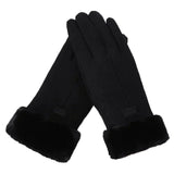 Melvya Schwarze Wildlederimitat Handschuhe Damen
