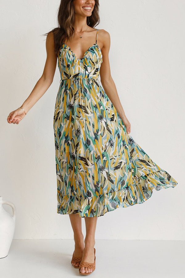 Lena - Elegantes Fabrics Kleid mit V-Ausschnitt