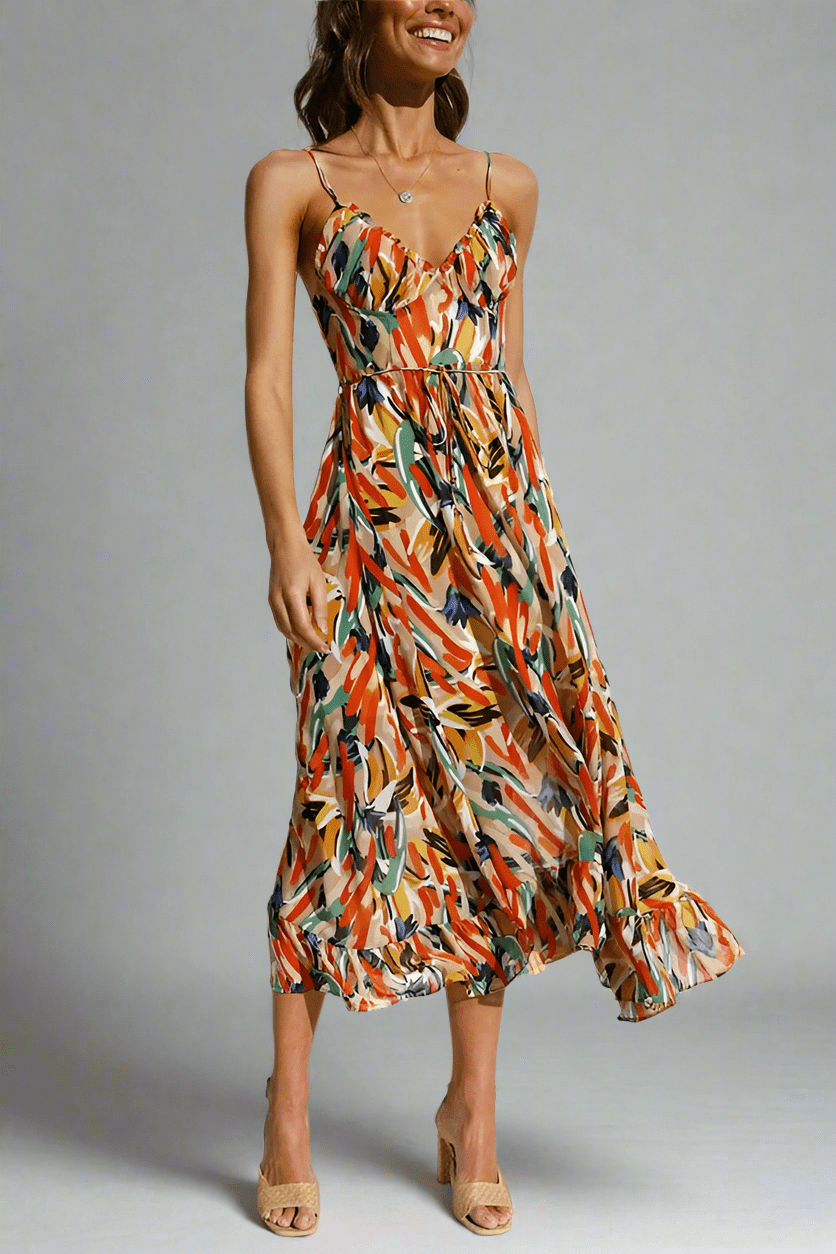 jurk met multicolor patroon voor feest
