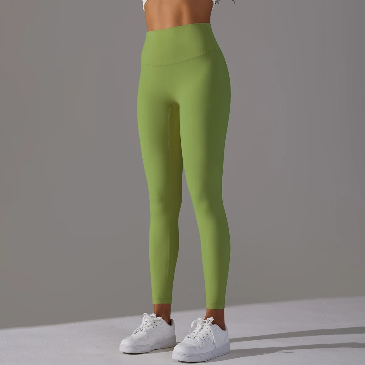 Leggings Damen in Smaragdgrün, hoher Bund, figurformend
