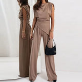 Talaine Amelisse Set in Khaki mit fliessender Drapierung