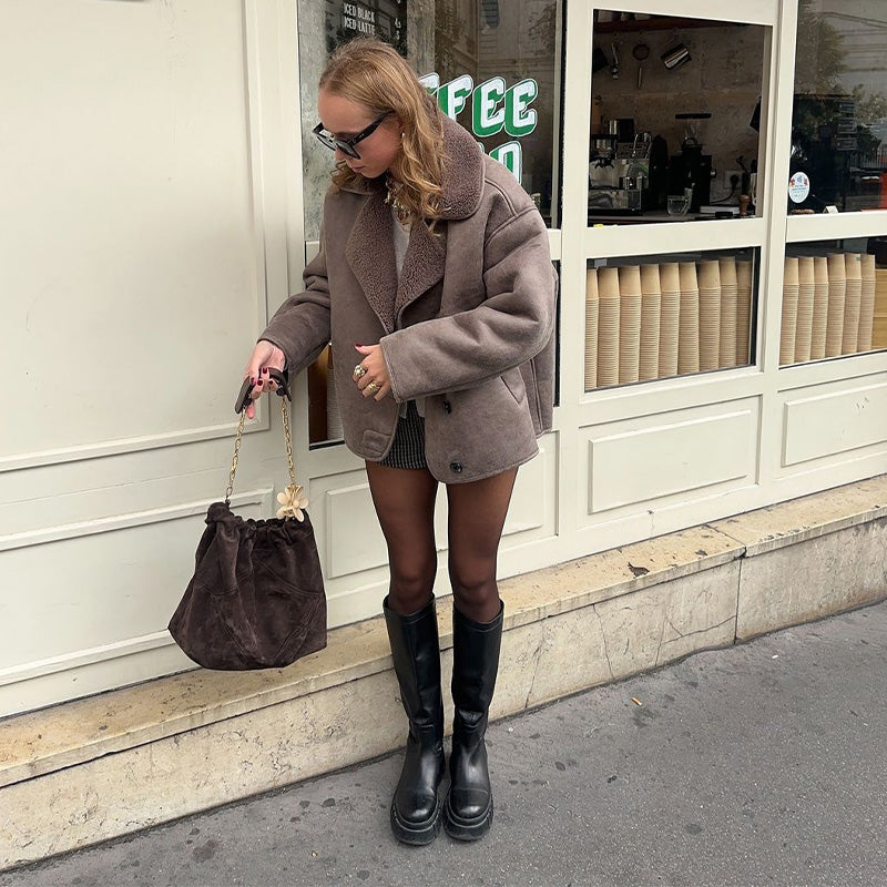 Nevada Luxe | Winterjacke mit Veloursleder-Optik & Fleece-Futter