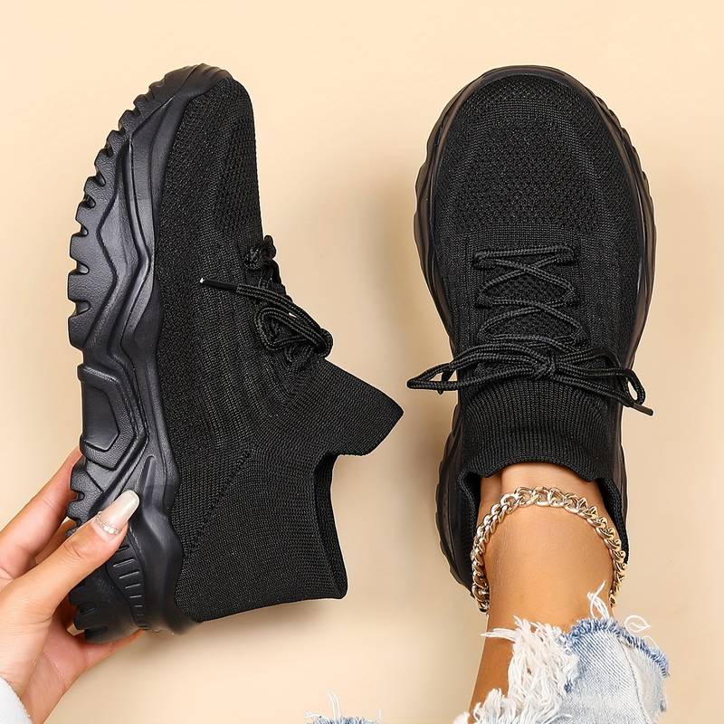 schwarze Chunky Sock Sneaker für Damen mit sportlicher Sohle