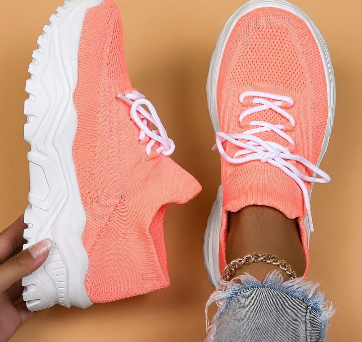 neonrosa Sock Sneaker für Damen mit weißer Chunky Sohle