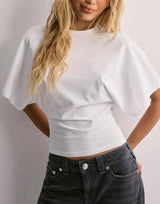 aubrielle drape tee in pearl white