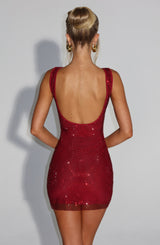 Stellara | Glitzer-Mesh Minikleid mit eckigem Ausschnitt & tiefem Rückenausschnitt