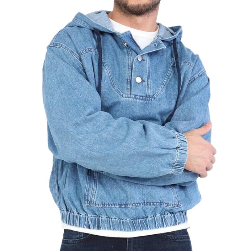denim hoodie met knopen
