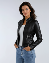 Veloura Bikerjacke Damen schwarz vegan Leder