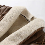 Serenya | Damen Shearling Jacke in Braun aus veganem Material mit Taillengürtel