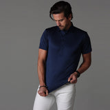 Navy slim-fit polo voor mannen
