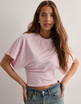 aubrielle drape tee in soft pink vooraanzicht