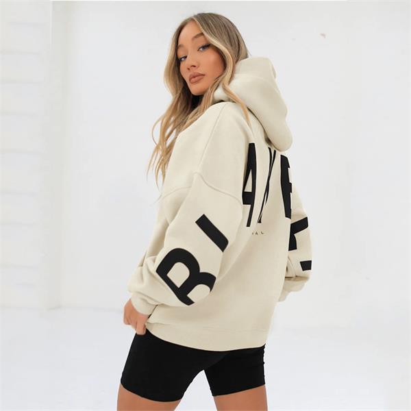 Oversized Damen Sweatshirt Blayen in Creme mit großer Backprint