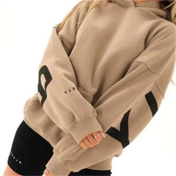 Oversized Damen Sweatshirt Blayen in Beige mit großer Backprint