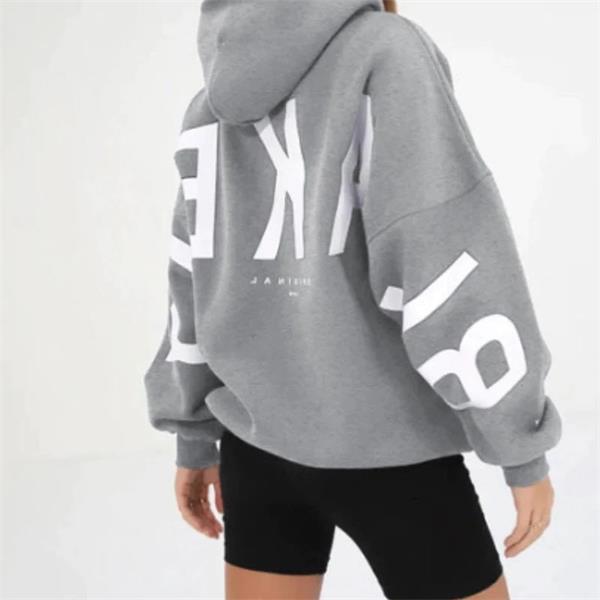 Oversized Damen Sweatshirt Blayen in Grau mit großer Backprint