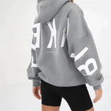 Oversized Damen Sweatshirt Blayen in Grau mit großer Backprint