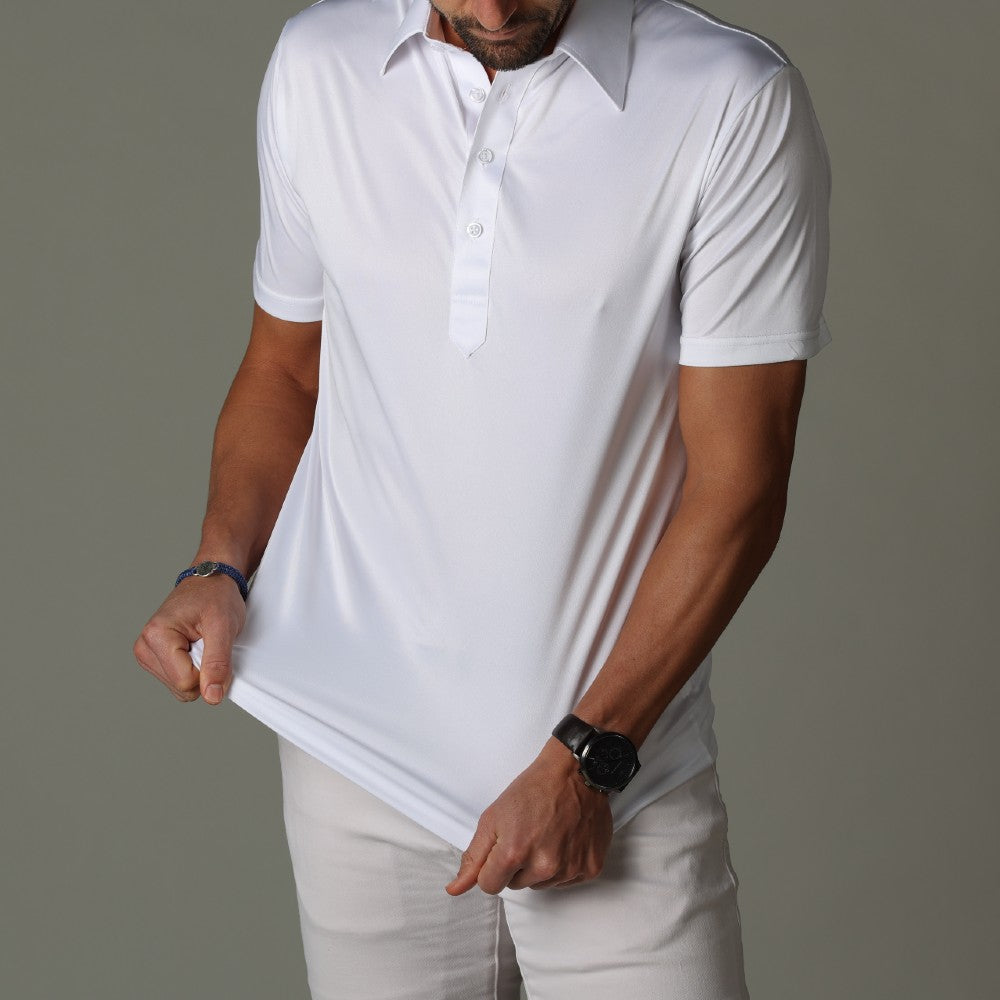 Witte gestructureerde polo voor mannen
