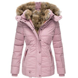 FrostLuxe Parka in Rosa – elegante Winterjacke mit Kunstfell
