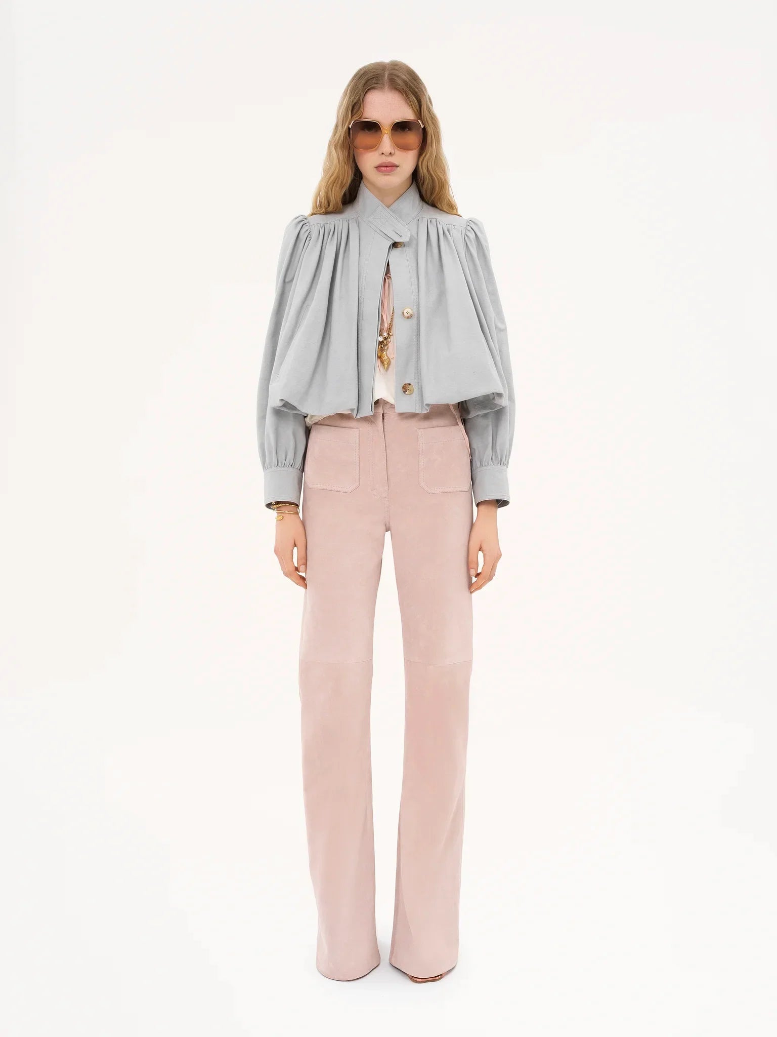 Luzette Cropped Bomberjacke | Damen Jacke mit Puffärmeln & Knopfleiste