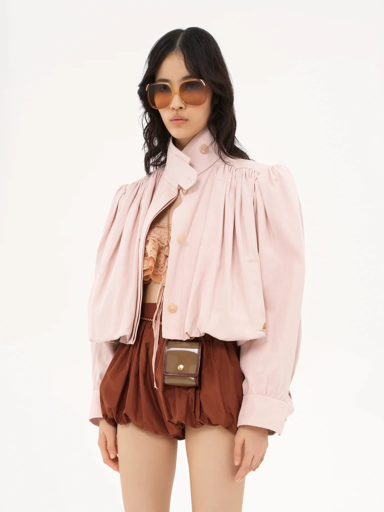 Luzette Cropped Bomberjacke Damen rosa elegant
