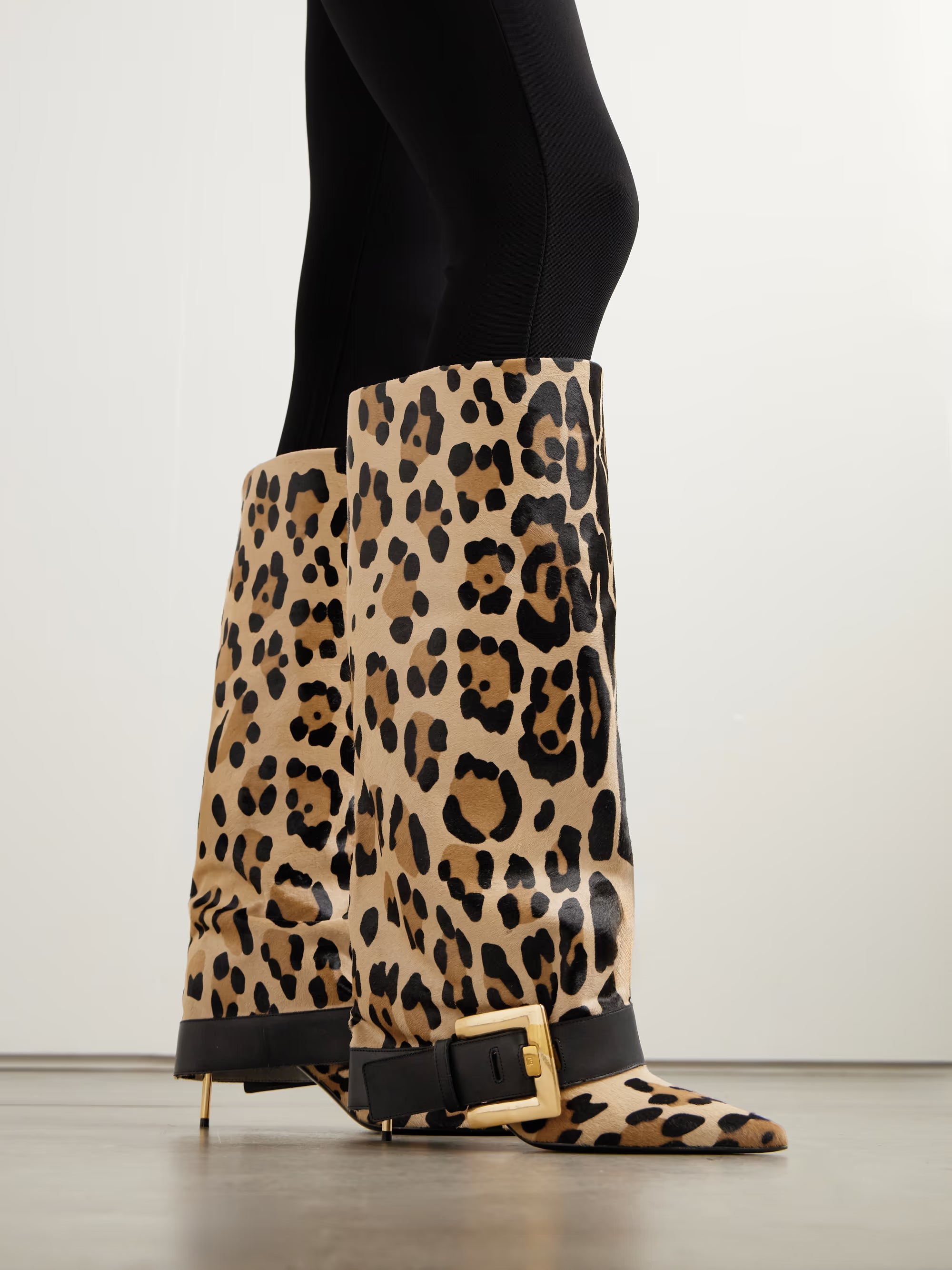 Velmira Leopard Print Stiefel mit Spitze

