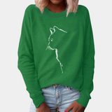 groene katprint trui trendy damesmode

