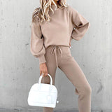 Malene Damen Loungewear Set Creme Zweiteiler
